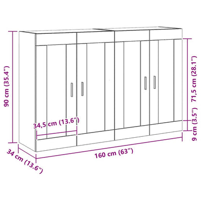 vidaXL Wandmontierter Schrank 2 pcs Artisan-Eiche 69,5 x 34 x 90 cm
