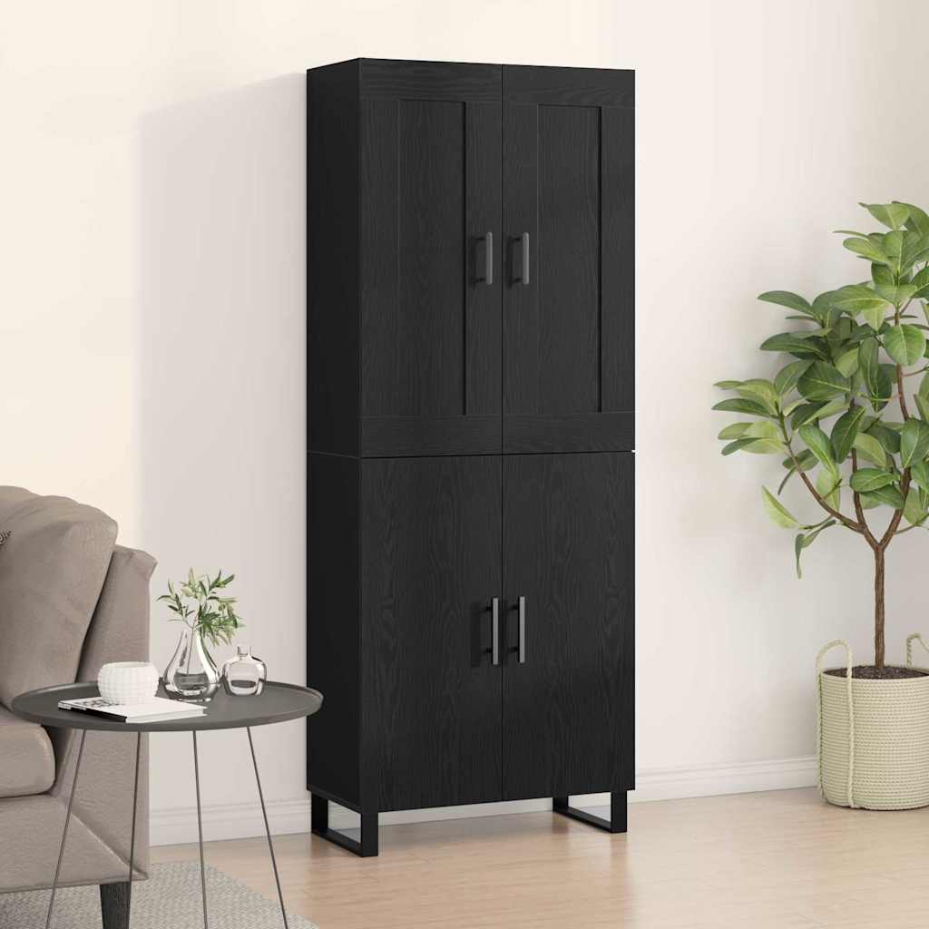 vidaXL Buffet haut noir aspect chêne 69,5 x 34 x 180 cm Bois d'ingénierie
