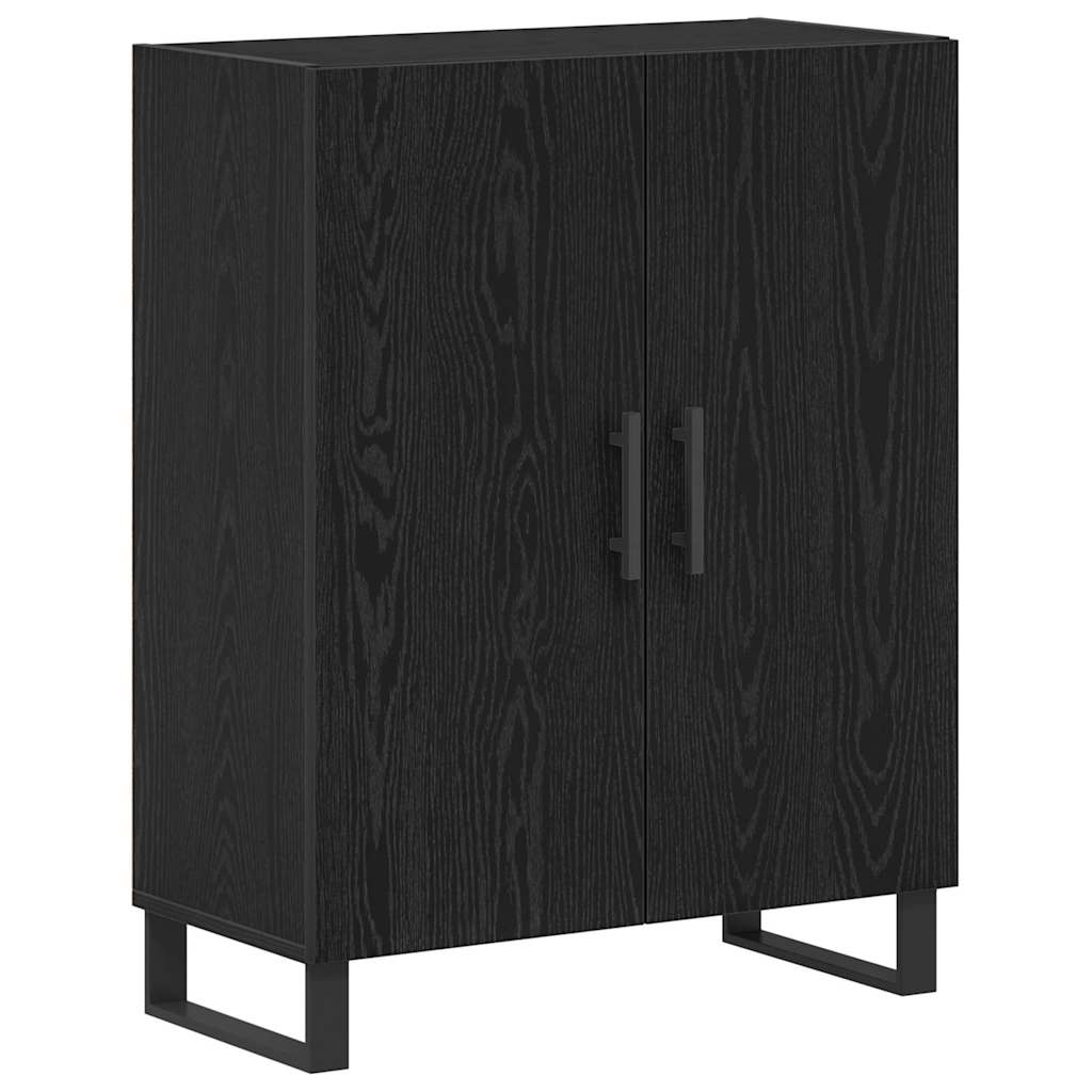 vidaXL Buffet haut noir aspect chêne 69,5 x 34 x 180 cm Bois d'ingénierie