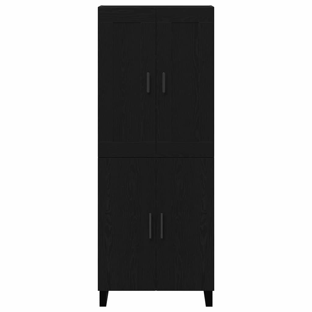 vidaXL Buffet haut noir aspect chêne 69,5 x 34 x 180 cm Bois d'ingénierie