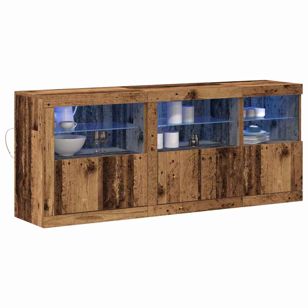 LED-Sideboard Altholz 162 x 37 x 67 cm Holzwerkstoff
