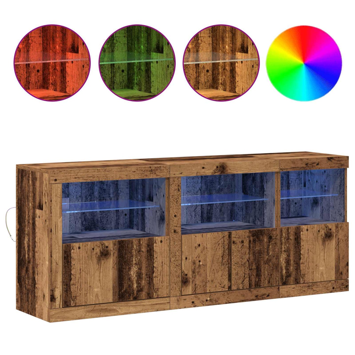 LED-Sideboard Altholz 162 x 37 x 67 cm Holzwerkstoff