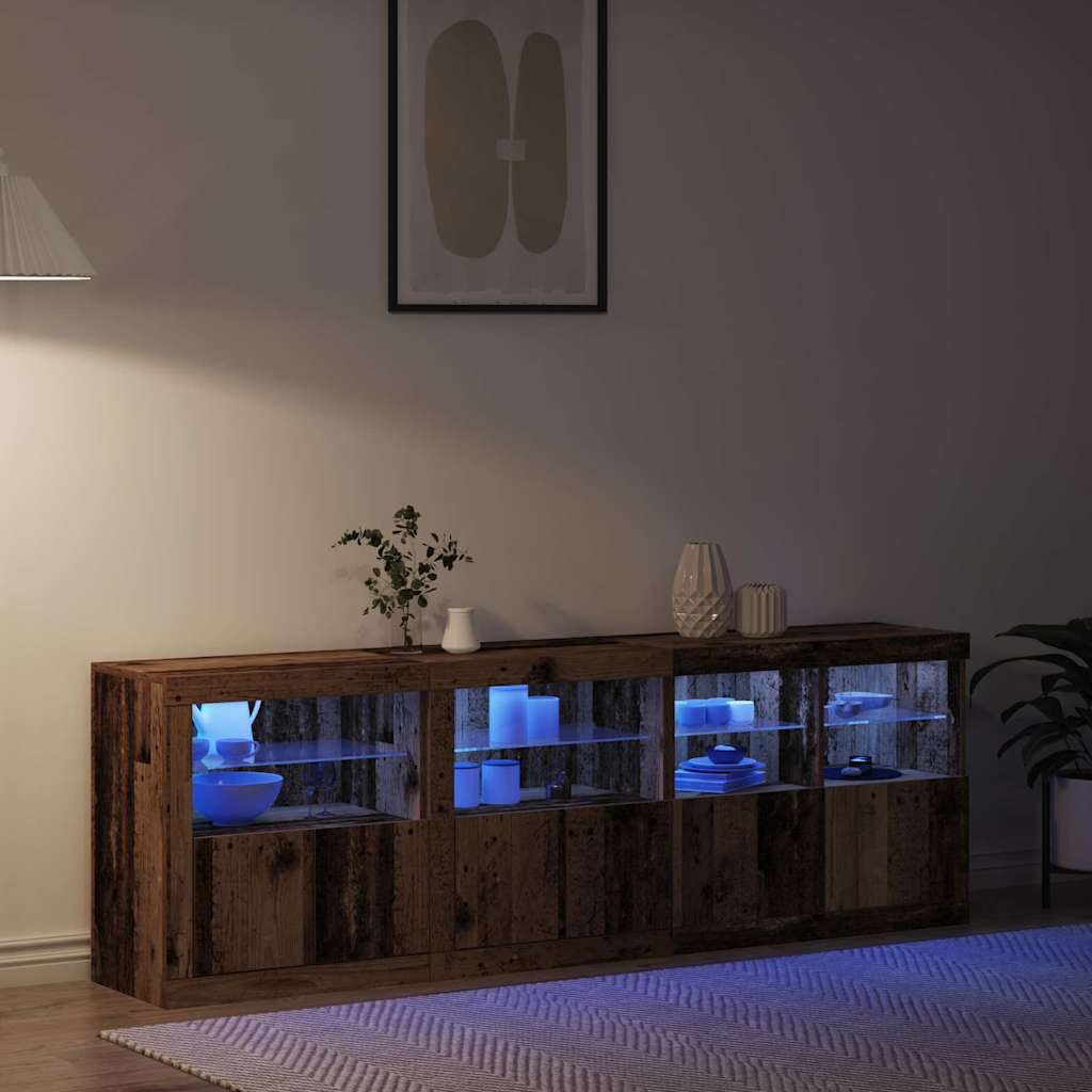 vidaXL LED-Sideboard Altholz 202 x 37 x 67 cm Holzwerkstoff