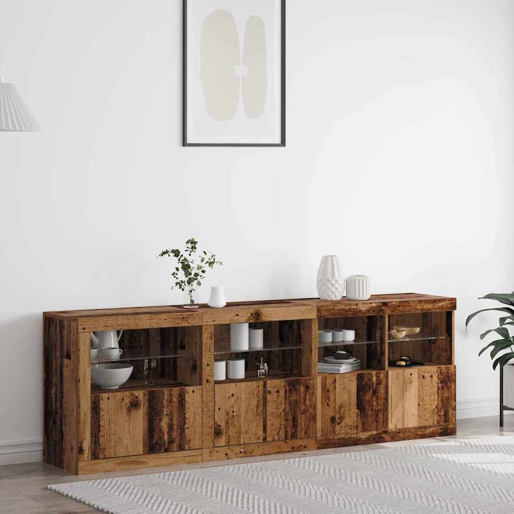 vidaXL LED-Sideboard Altholz 202 x 37 x 67 cm Holzwerkstoff