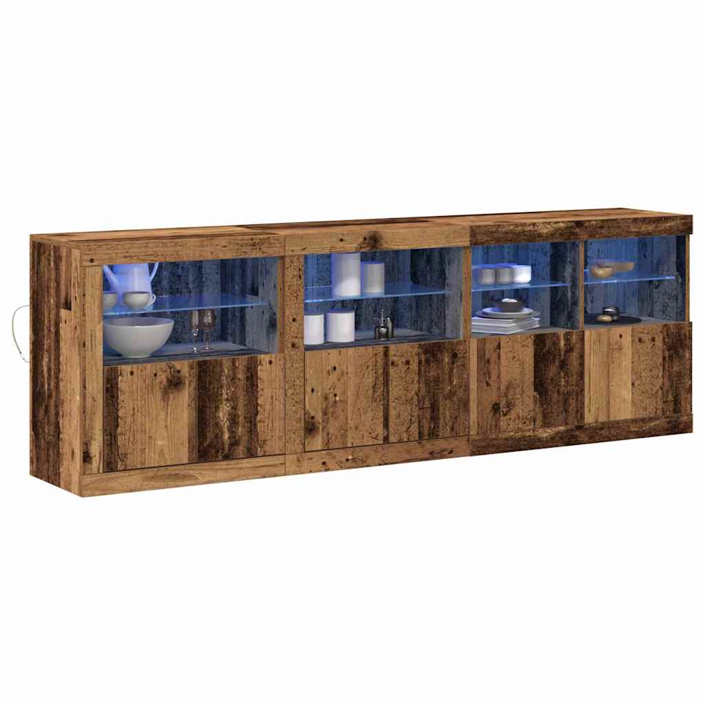 vidaXL LED-Sideboard Altholz 202 x 37 x 67 cm Holzwerkstoff