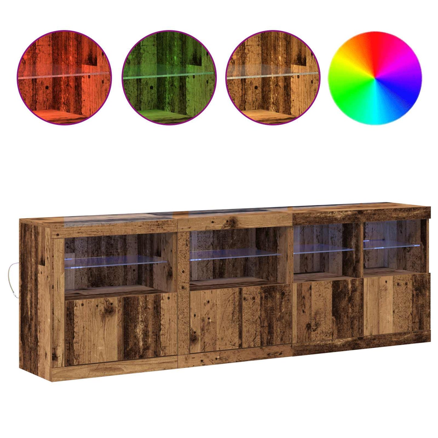 vidaXL LED-Sideboard Altholz 202 x 37 x 67 cm Holzwerkstoff