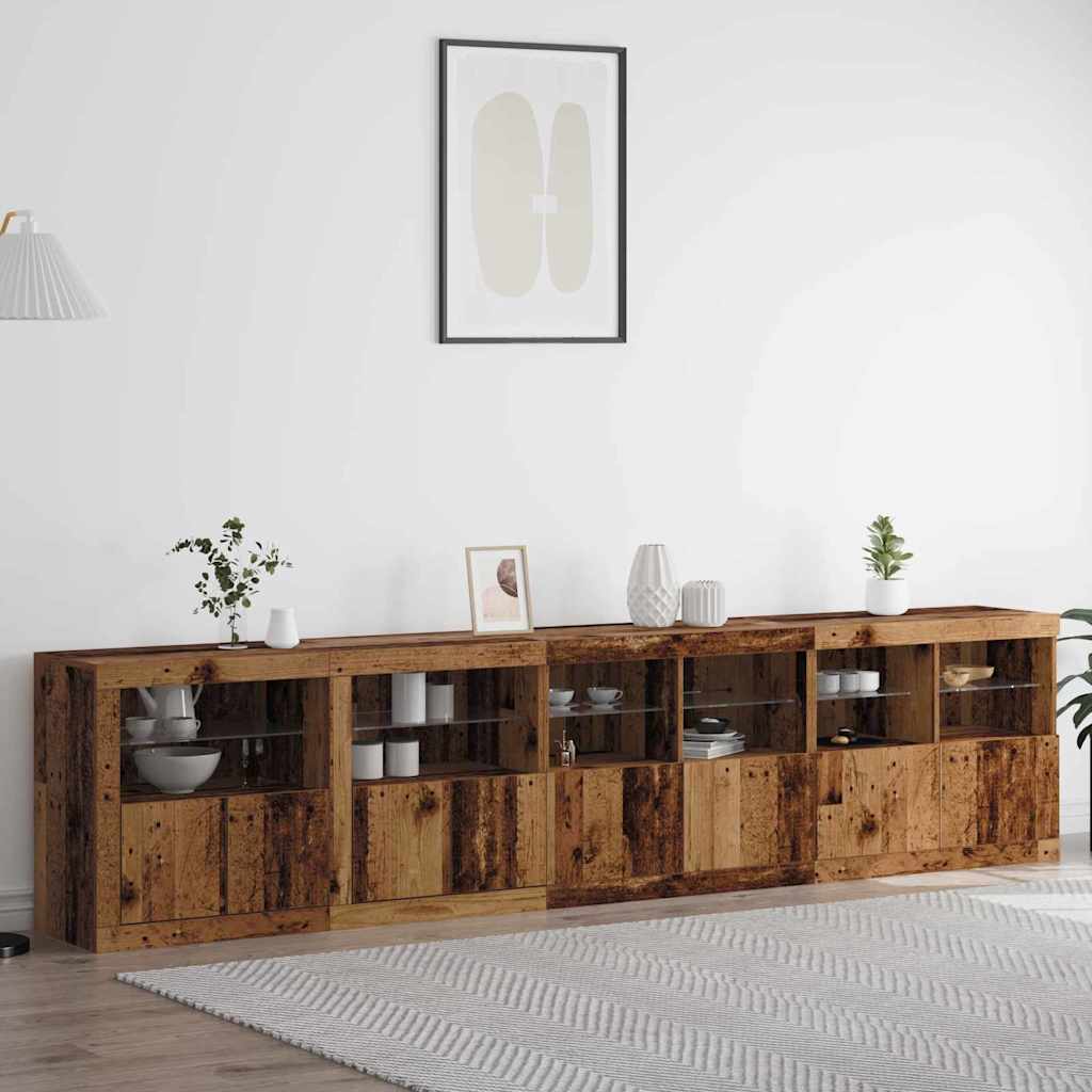vidaXL LED-Sideboard Altholz 283 x 37 x 67 cm Holzwerkstoff