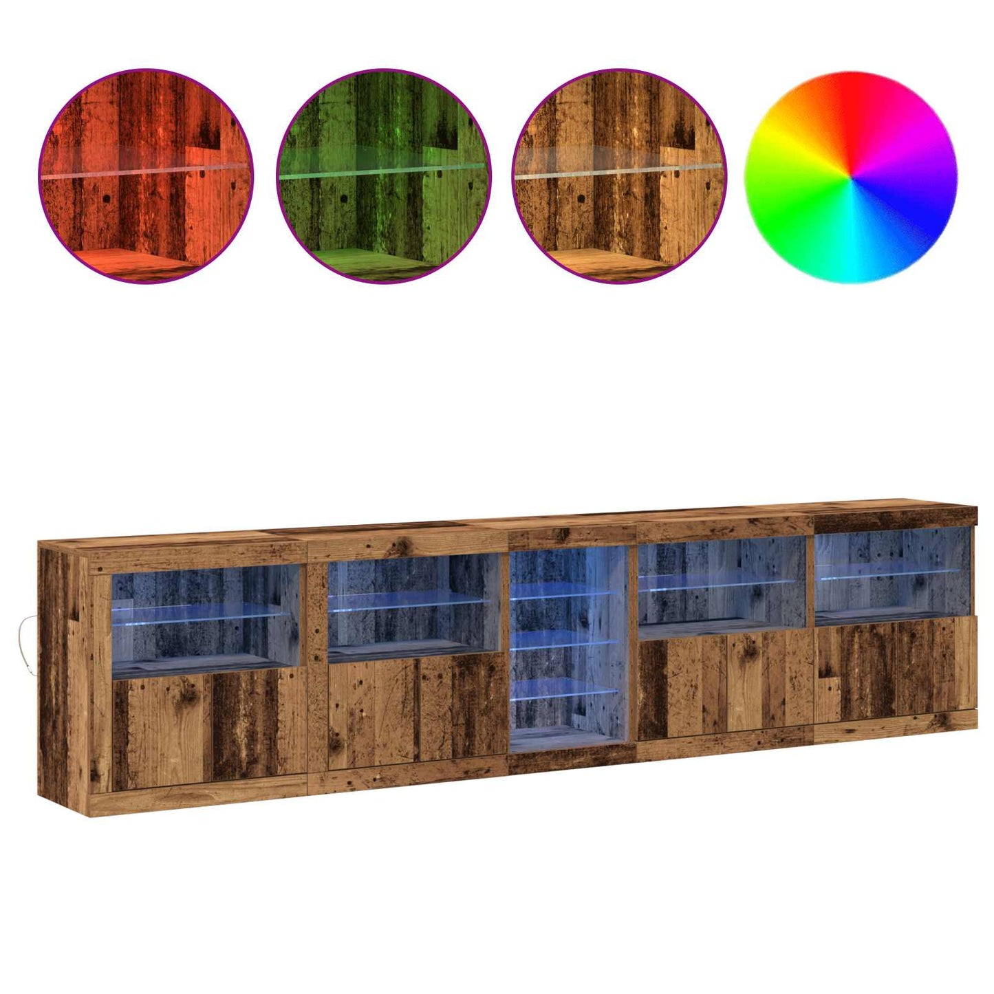 LED-Sideboard Altholz 283 x 37 x 67 cm Holzwerkstoff