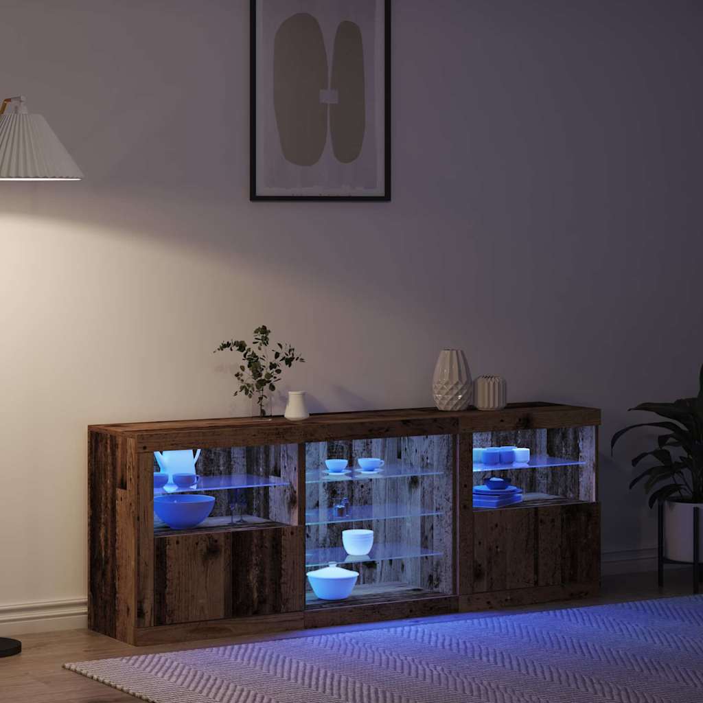 vidaXL LED-Sideboard Altholz 181,5 x 37 x 67 cm Holzwerkstoff