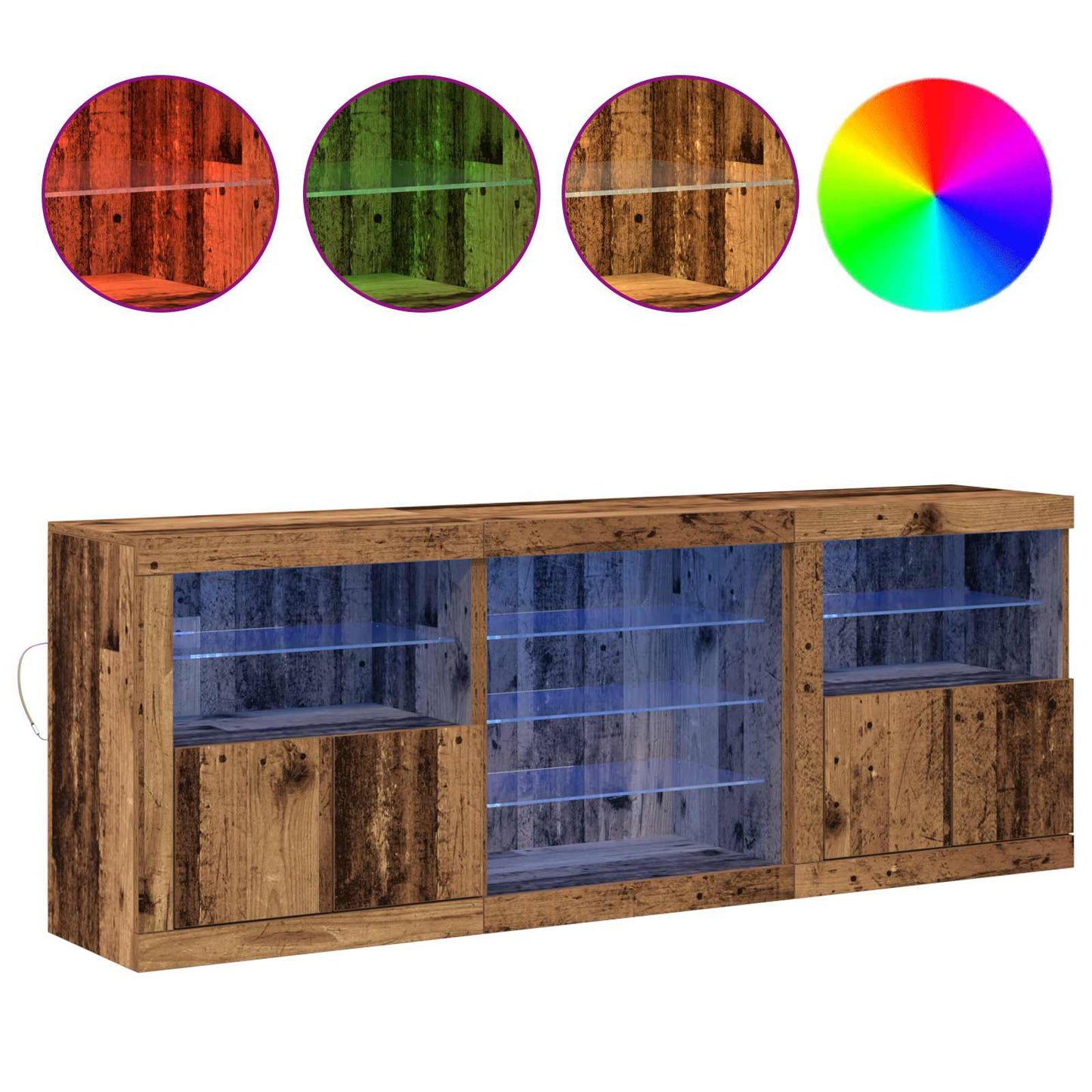 vidaXL LED-Sideboard Altholz 181,5 x 37 x 67 cm Holzwerkstoff