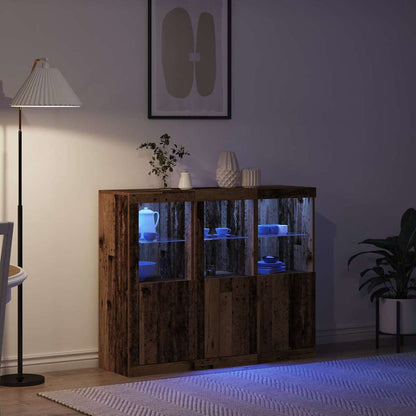 vidaXL LED-Sideboard 3 pcs Altholz 123 x 37 x 100 cm Holzwerkstoff