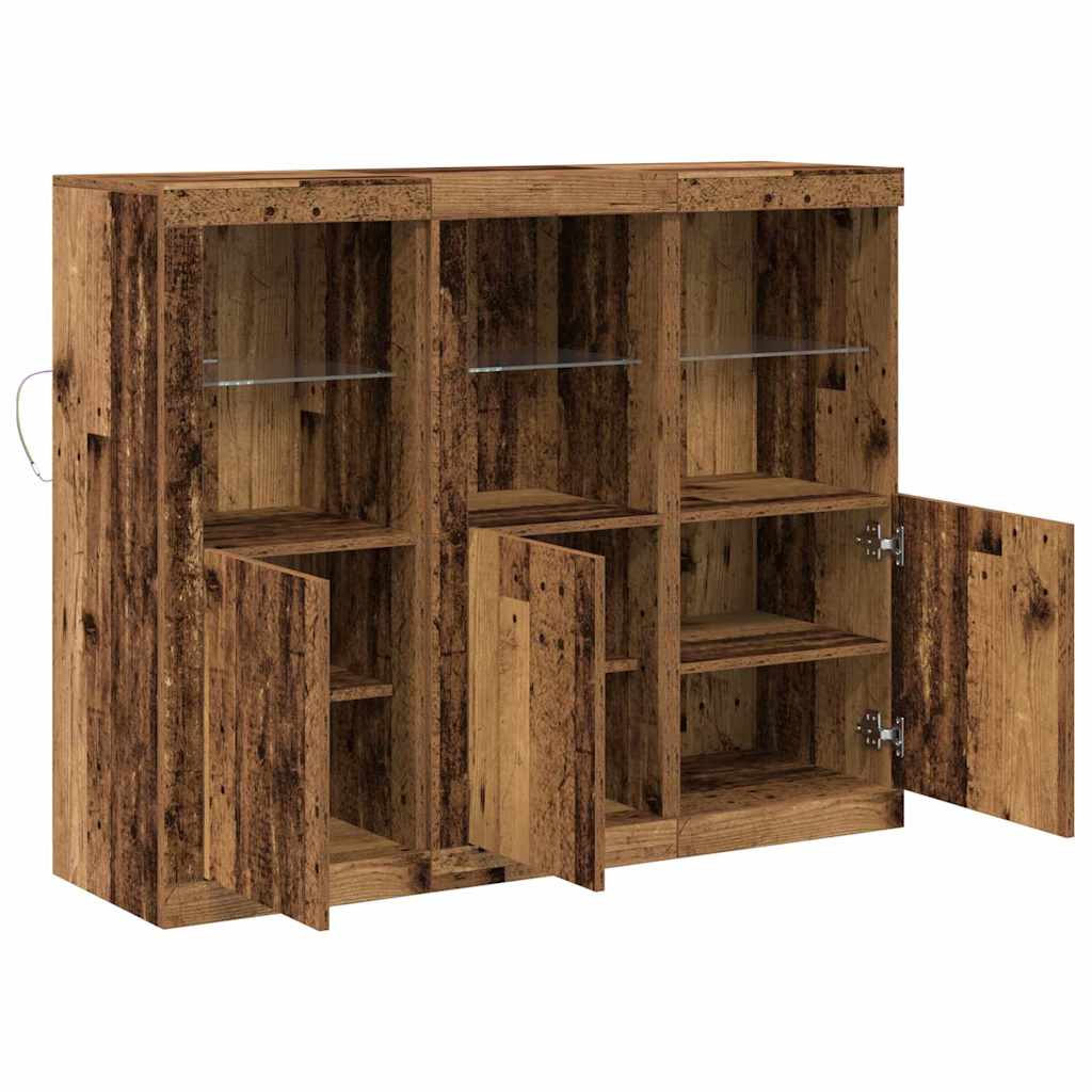 vidaXL LED-Sideboard 3 pcs Altholz 123 x 37 x 100 cm Holzwerkstoff