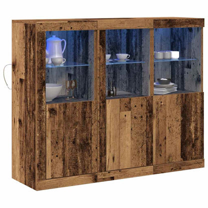 vidaXL LED-Sideboard 3 pcs Altholz 123 x 37 x 100 cm Holzwerkstoff