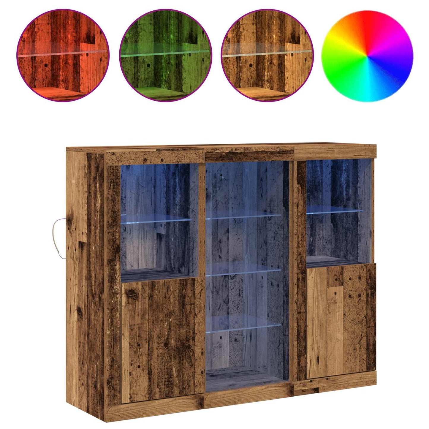 vidaXL LED-Sideboard Altholz 123 x 37 x 100 cm Holzwerkstoff