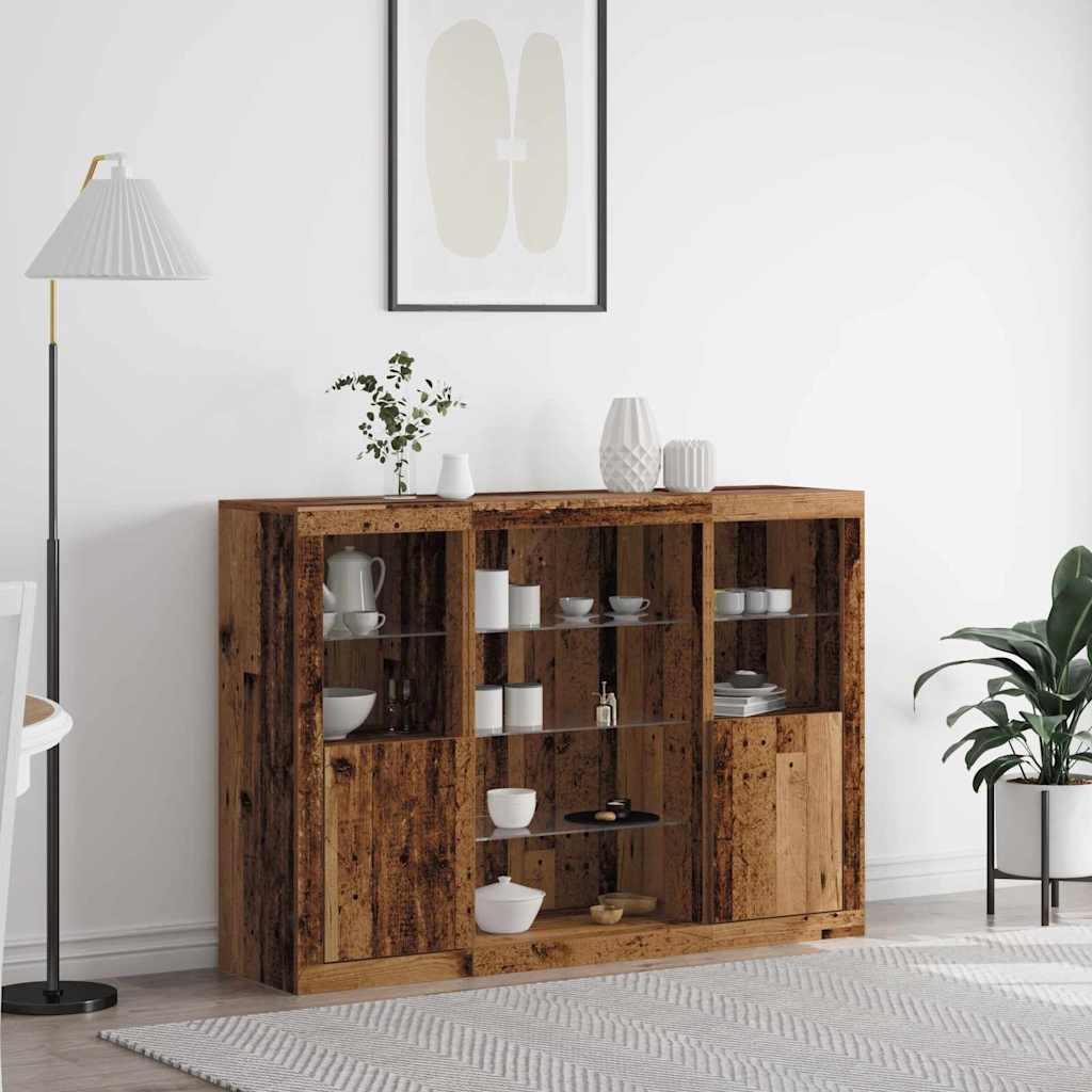 LED-Sideboard Altholz 142,5 x 37 x 100 cm Holzwerkstoff