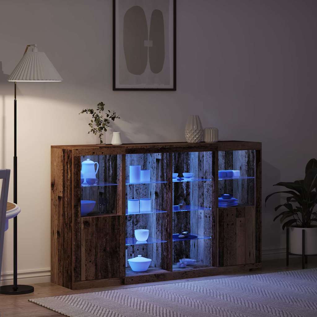 vidaXL LED-Sideboard Altholz 163 x 37 x 100 cm Holzwerkstoff