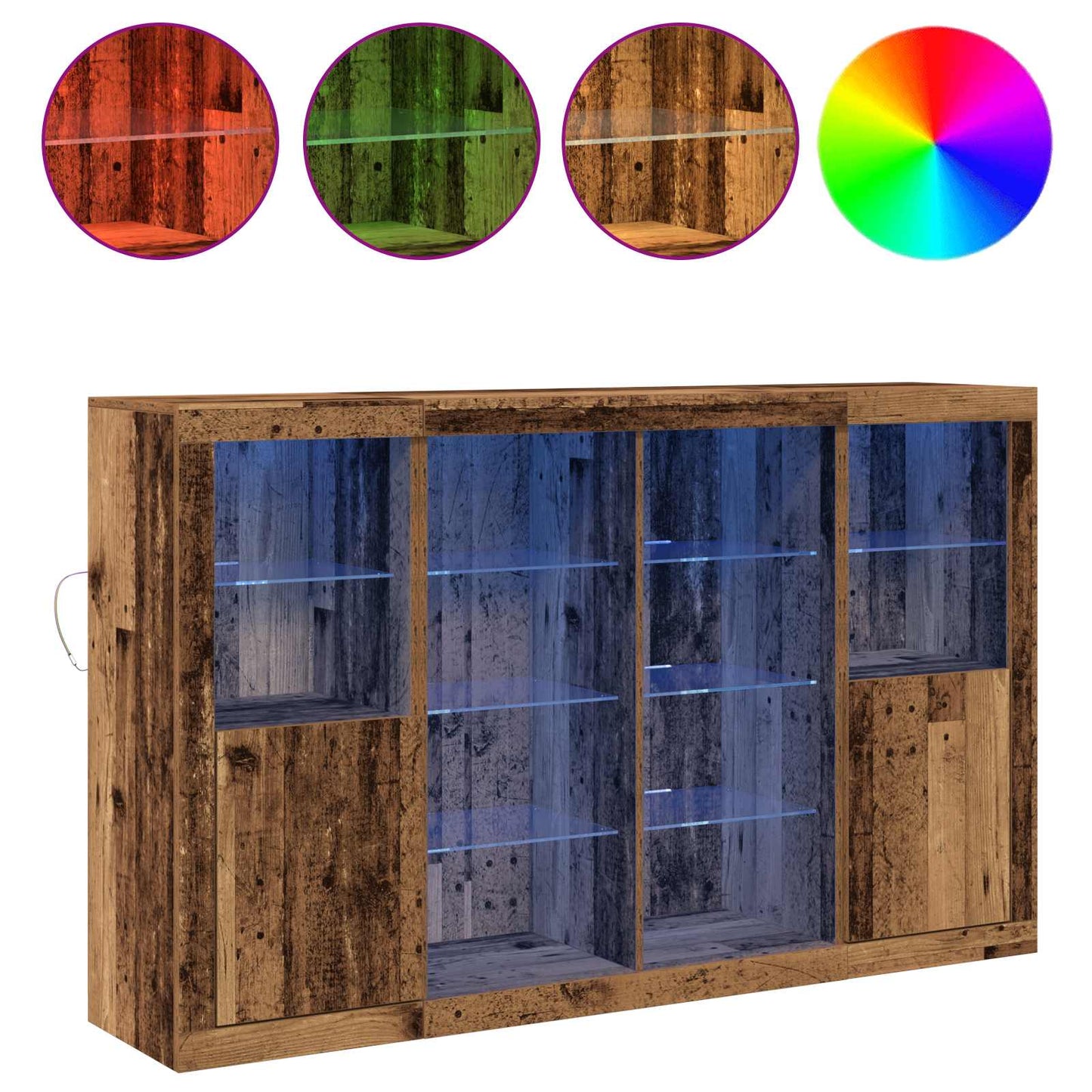 vidaXL LED-Sideboard Altholz 163 x 37 x 100 cm Holzwerkstoff