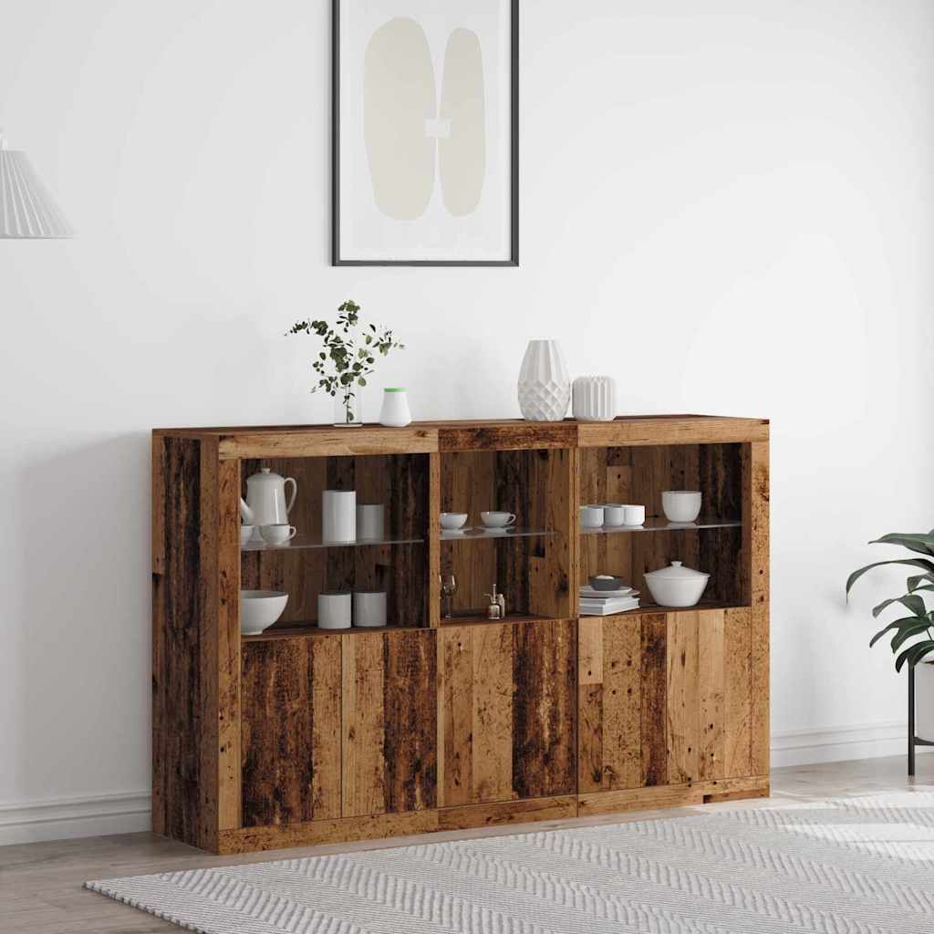 LED-Sideboard Altholz 162 x 37 x 100 cm Holzwerkstoff