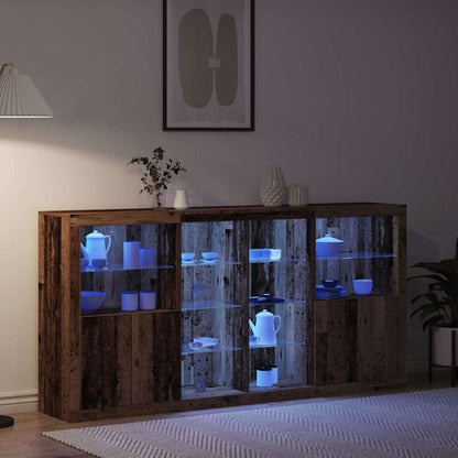 vidaXL LED-Sideboard 3 pcs Altholz 202 x 37 x 100 cm Holzwerkstoff
