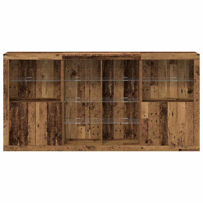 vidaXL LED-Sideboard 3 pcs Altholz 202 x 37 x 100 cm Holzwerkstoff