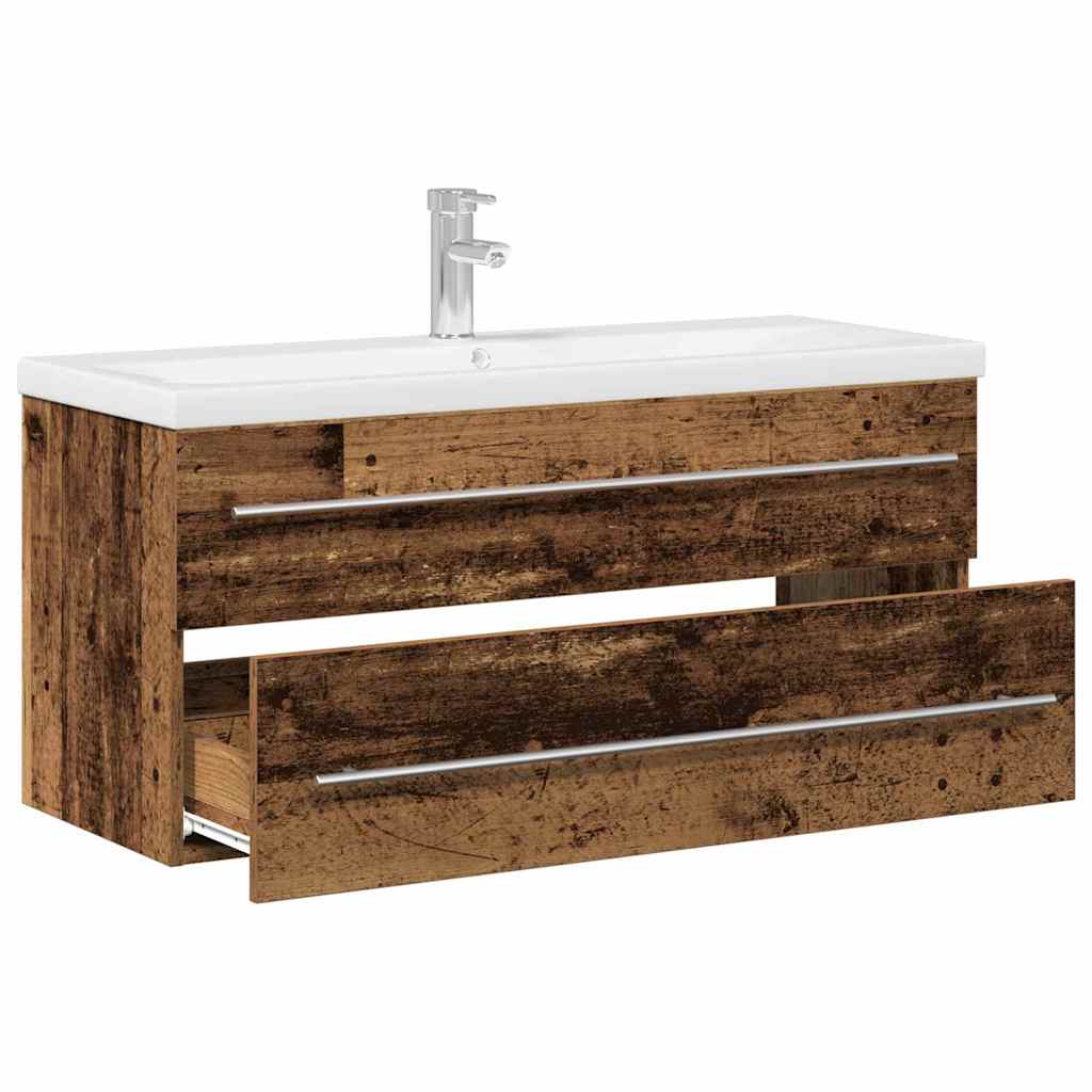 vidaXL Waschbeckenschrank 2 pcs Altholz Engineered Holz und Keramik