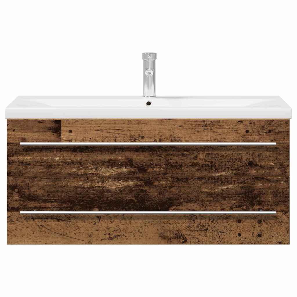 vidaXL Waschbeckenschrank 2 pcs Altholz Engineered Holz und Keramik
