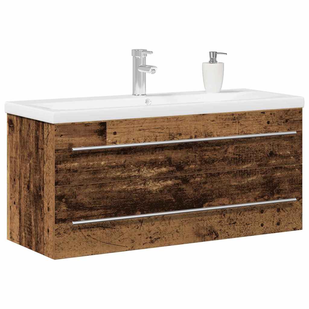vidaXL Waschbeckenschrank 2 pcs Altholz Engineered Holz und Keramik