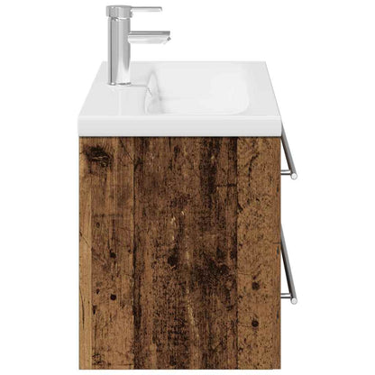 vidaXL Waschbeckenschrank 2 pcs Altholz Engineered Holz und Keramik