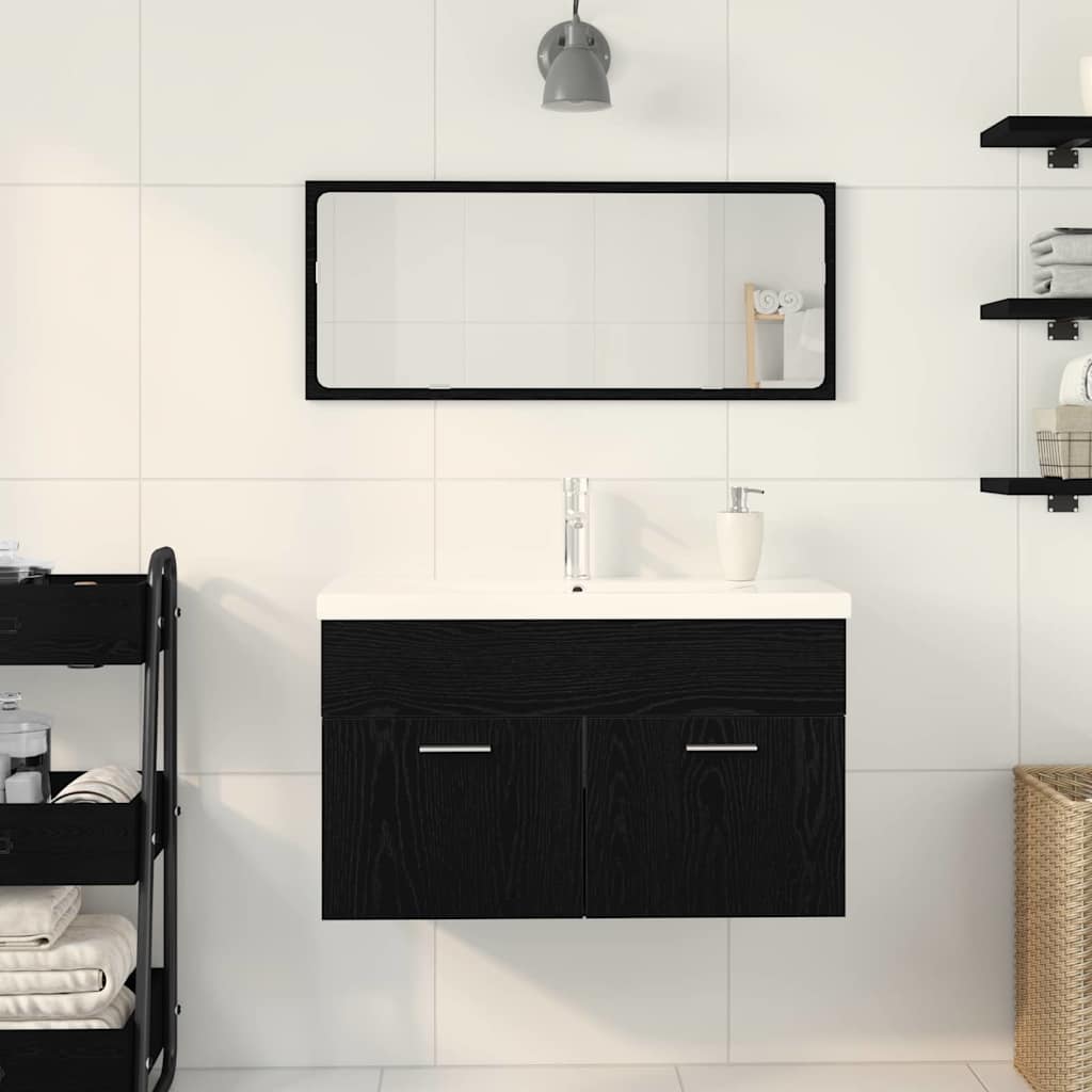 vidaXL Badezimmerschrank Schwarz Eichen-Optik 90 x 38,5 x 46 cm