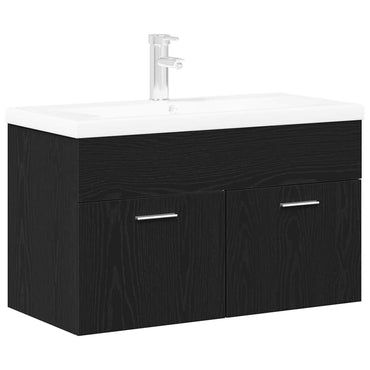 vidaXL Badezimmerschrank Schwarz Eichen-Optik 90 x 38,5 x 46 cm