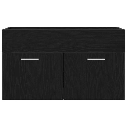 vidaXL Badezimmerschrank Schwarz Eichen-Optik 90 x 38,5 x 46 cm
