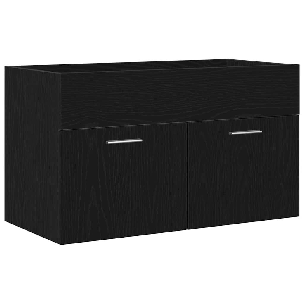 vidaXL Badezimmerschrank Schwarz Eichen-Optik 90 x 38,5 x 46 cm