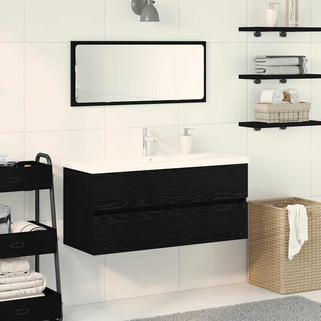 vidaXL Waschbeckenschrank mit Tür Schwarz Eichen-Optik 80 x 39 x 62 cm