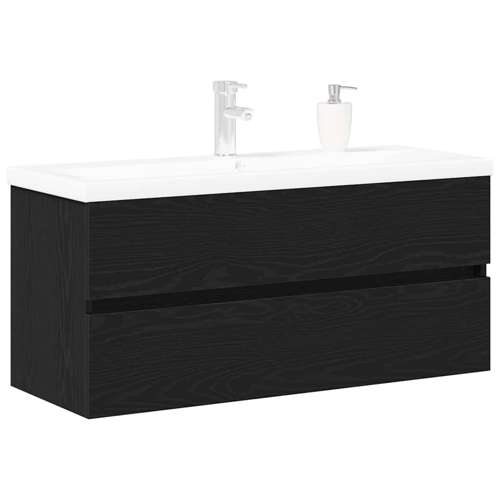 vidaXL Waschbeckenschrank mit Tür Schwarz Eichen-Optik 80 x 39 x 62 cm