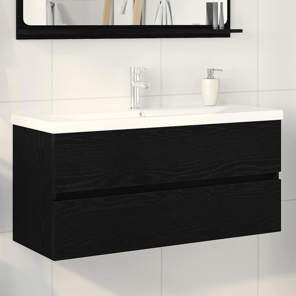 vidaXL Waschbeckenschrank Schwarz Eichen-Optik 100 x 39 x 62 cm