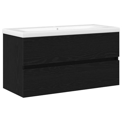 vidaXL Waschbeckenschrank mit Tür Schwarz Eichen-Optik 80 x 39 x 62 cm