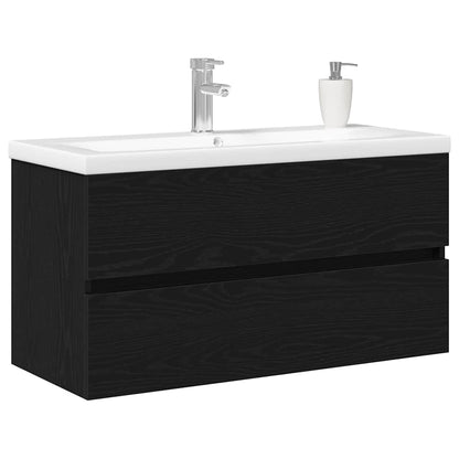 vidaXL Waschbeckenschrank mit Tür Schwarz Eichen-Optik 80 x 39 x 62 cm