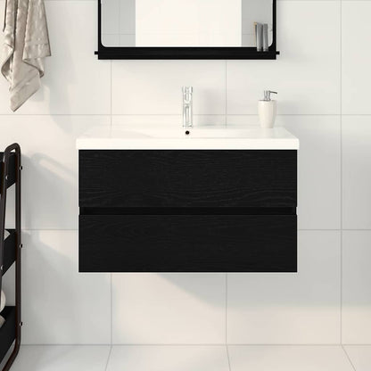vidaXL Waschbeckenschrank mit Tür Schwarz Eichen-Optik 80 x 39 x 62 cm