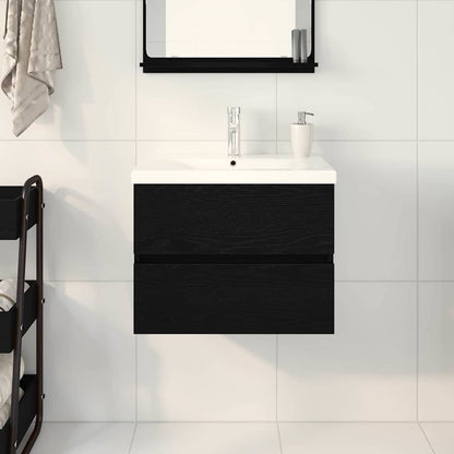 vidaXL Waschbeckenschrank mit Tür Schwarz Eichen-Optik 80 x 39 x 62 cm