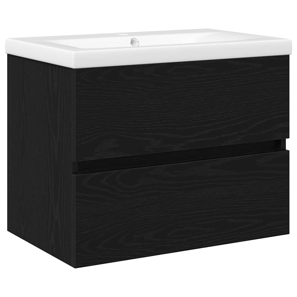 vidaXL Waschbeckenschrank mit Tür Schwarz Eichen-Optik 80 x 39 x 62 cm