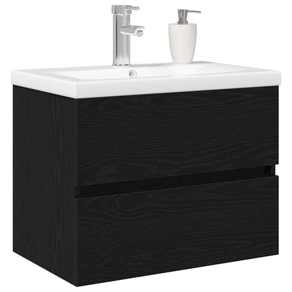 vidaXL Waschbeckenschrank mit Tür Schwarz Eichen-Optik 80 x 39 x 62 cm