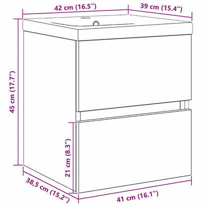 vidaXL Waschbeckenschrank mit Tür Schwarz Eichen-Optik 80 x 39 x 62 cm