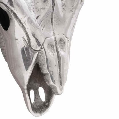 Bullen Schädel Silber 49 x 10 x 36 cm Aluminium