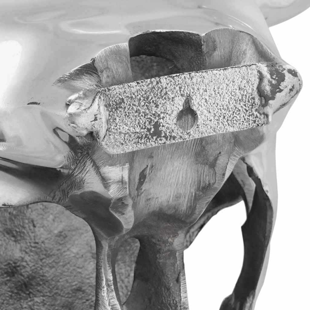 Bullen Schädel Silber 34 x 13 x 53 cm Aluminium