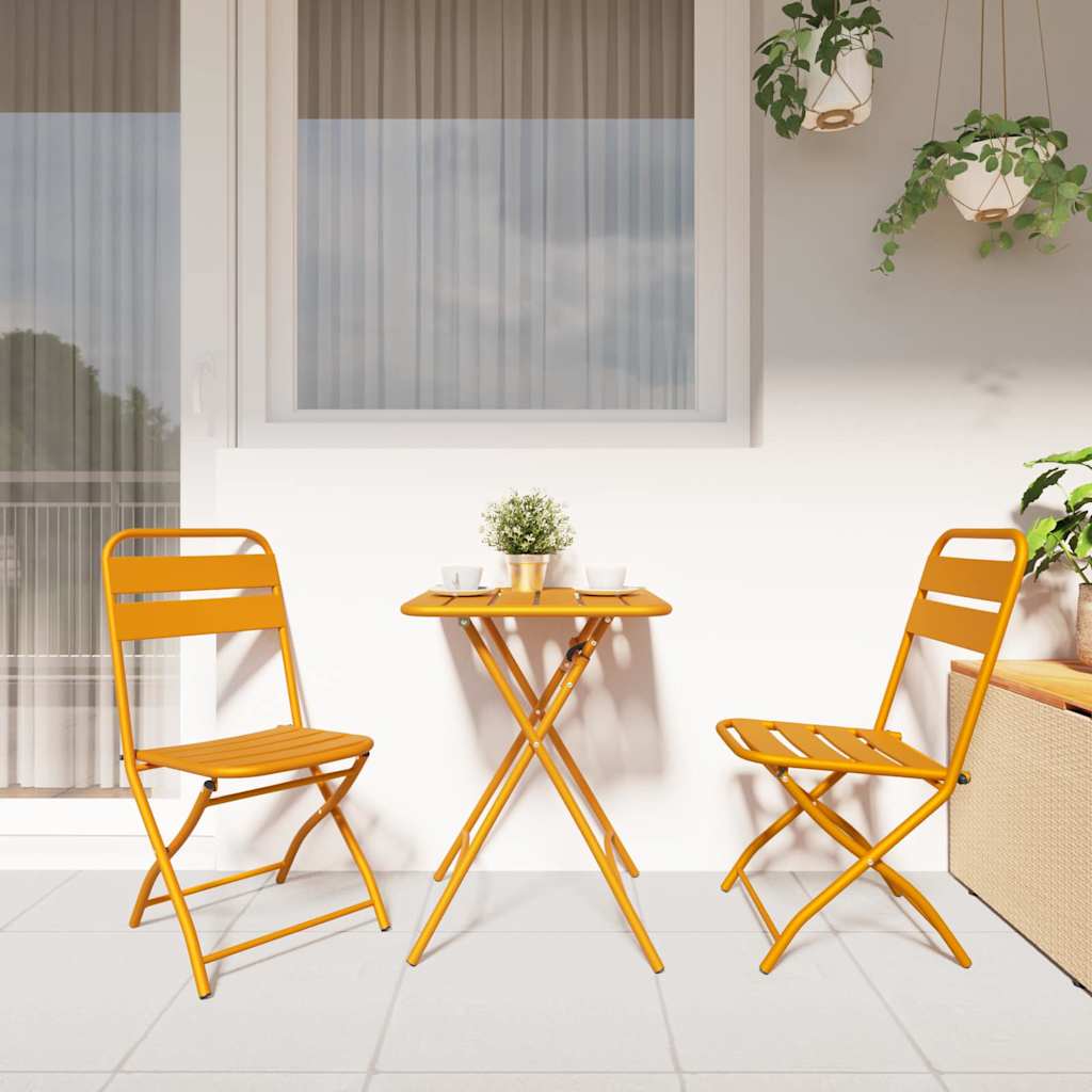 vidaXL Chaises pliantes de jardin 2 pcs Moutarde 42 x 52 x 82 cm