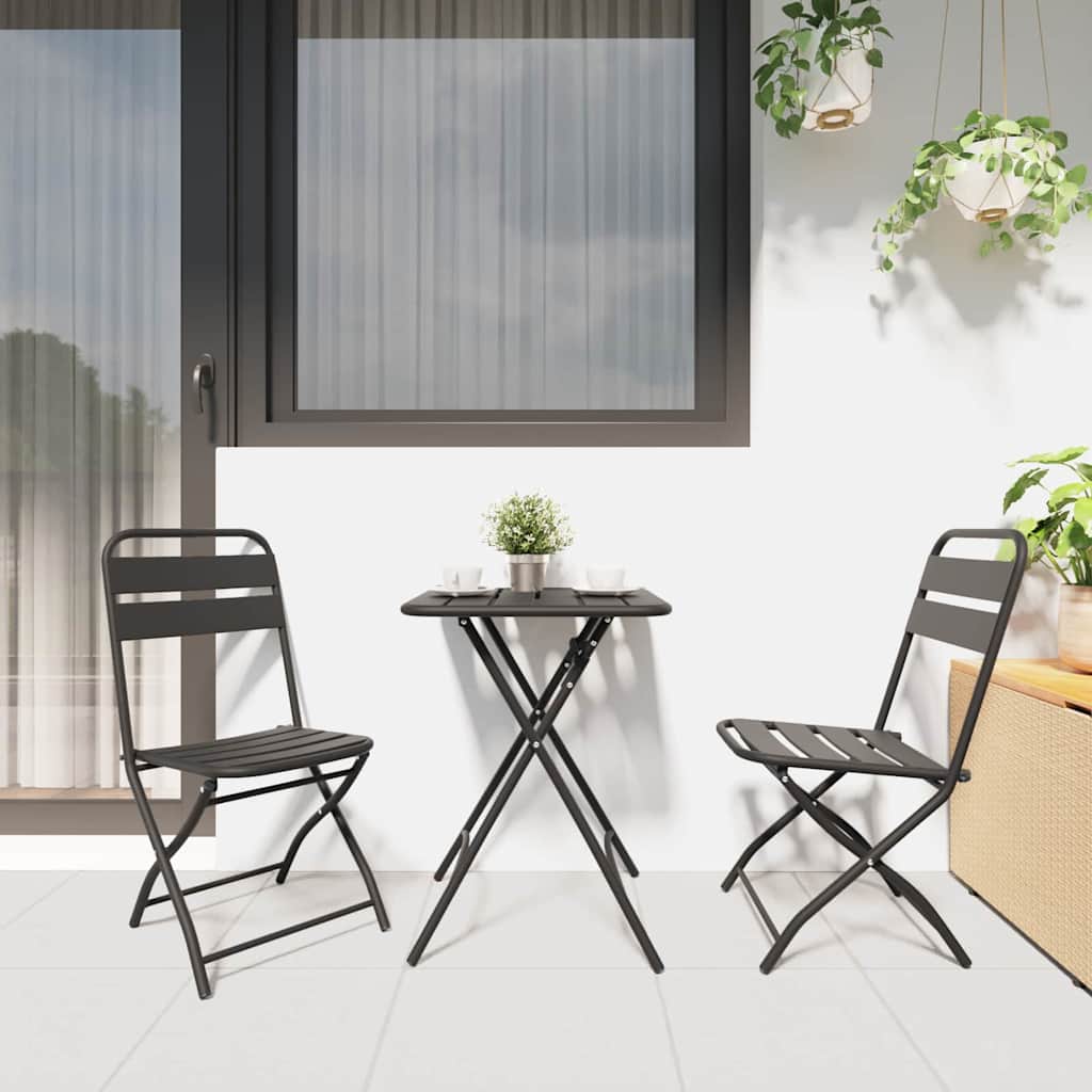 vidaXL Chaises de jardin pliantes 2 pcs Anthracite 42 x 52 x 82 cm