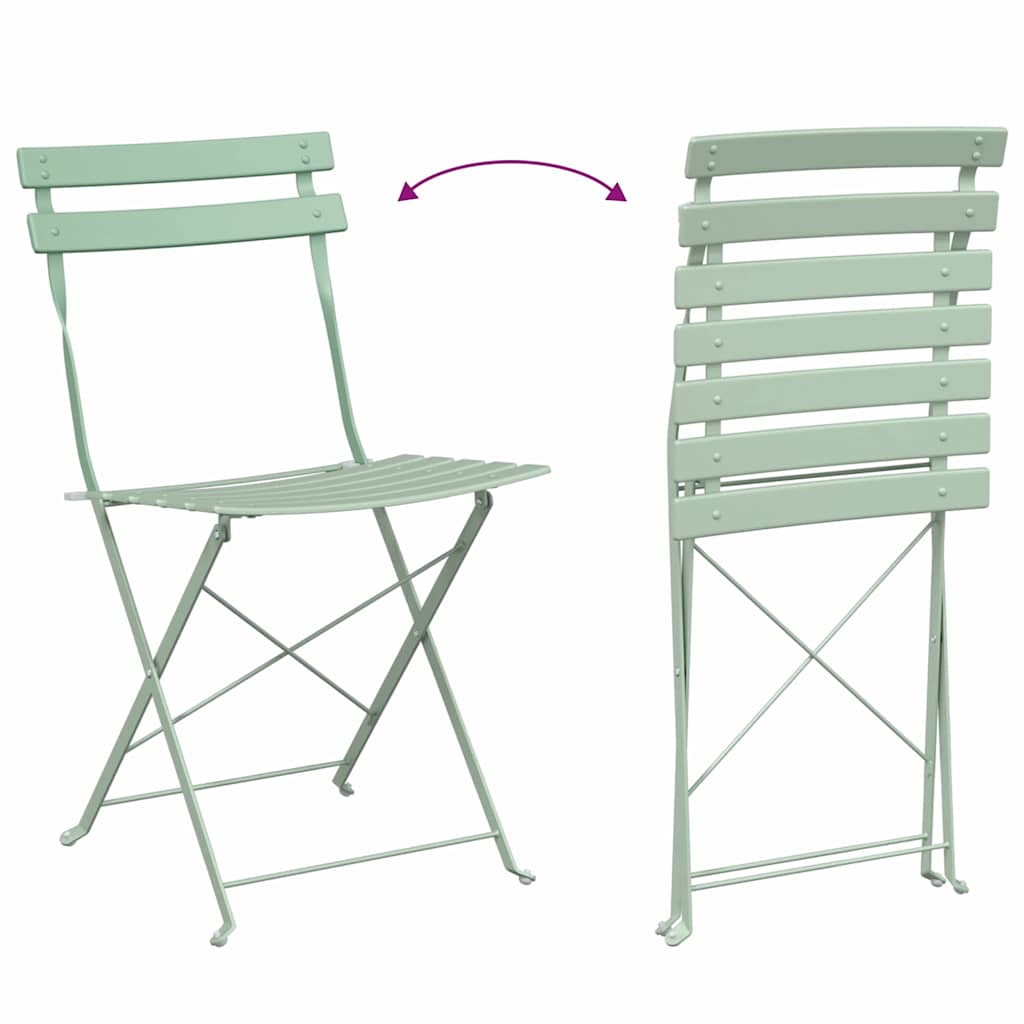 vidaXL Gartenklappstuhl 2 pcs Hellmint 42 x 46 x 82cm Metall