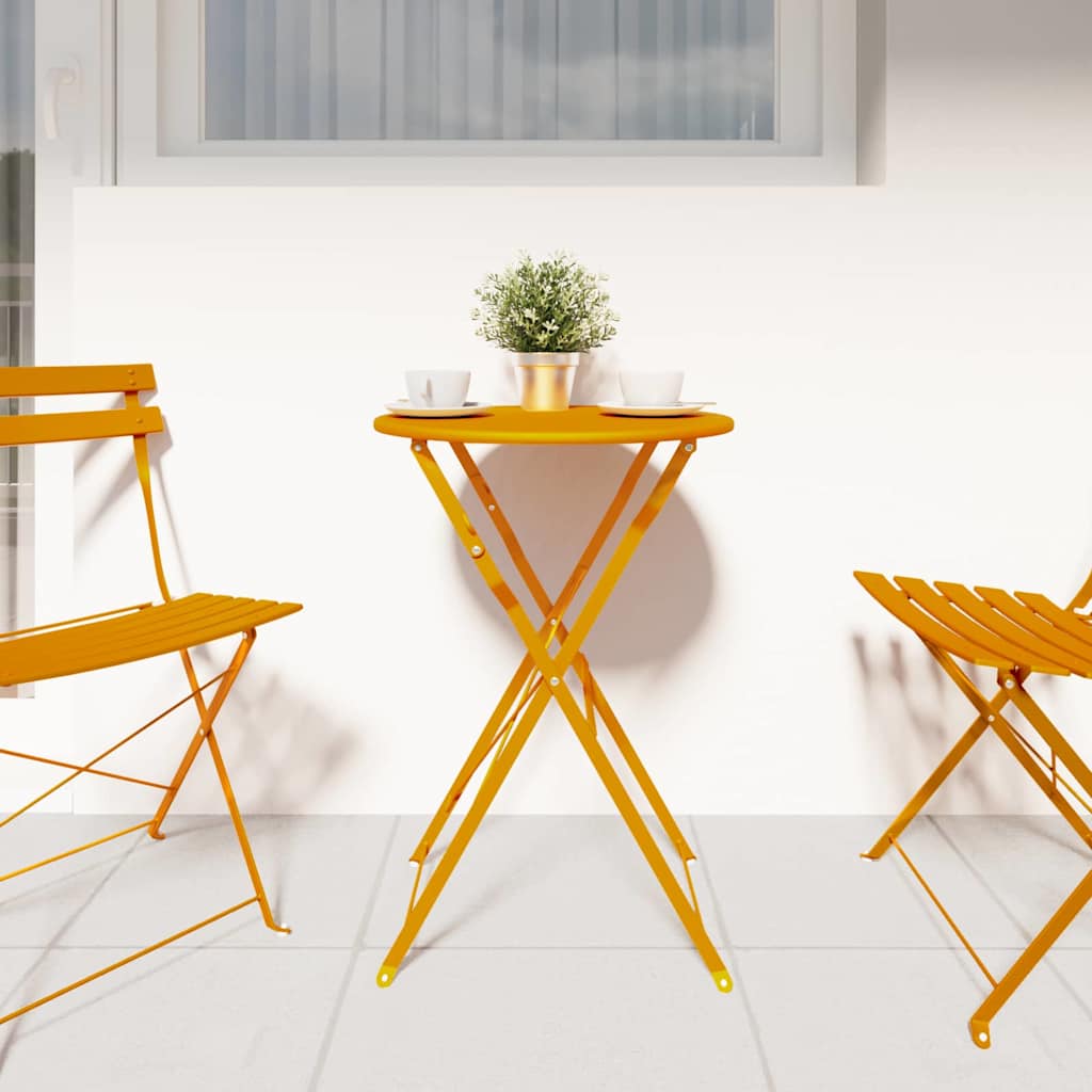 vidaXL Bistrotisch Senf Ø 50 x 71 cm Pulverbeschichteter Stahl