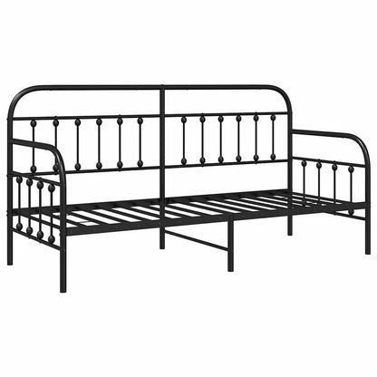Tagesbettrahmen Schwarz 75 x 190 cm Pulverbeschichteter Stahl