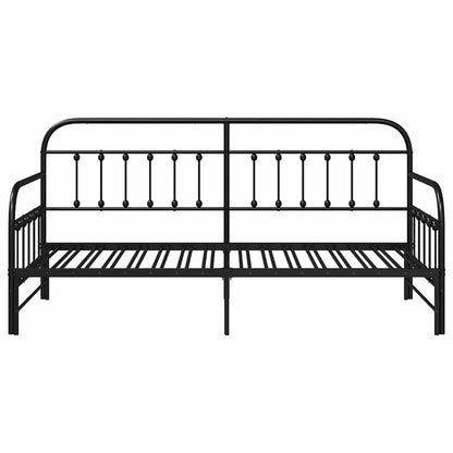 Tagesbettrahmen Schwarz 90 x 200 cm Pulverbeschichteter Stahl